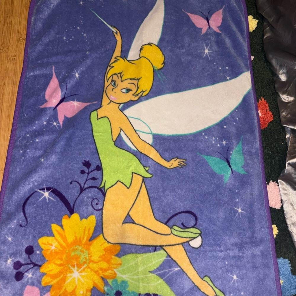 Tinkerbell Fleece Blanket with Purple and Green Accents
